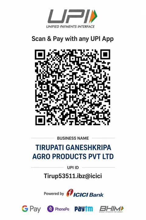 UPI-QR-Code für TIRUPATI GANESHKRIPA AGRO PRODUCTS PVT LTD, UPI-ID tirup53511.ibz@icici, ICICI Bank